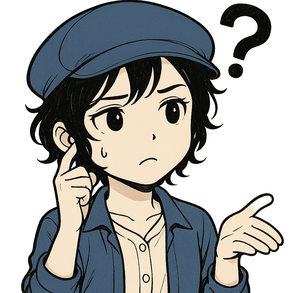このサイトのイメージキャラクター、疑問を感じている様子